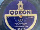 Rare French 78 ODEON Andre Levy Cello solo  Bach Aria Saint Saens Le Cygne Piano