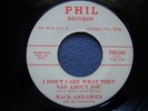 Mack And Gwen...I Don't Care What They Say About You...Texas Country 45rpm '60's