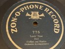 One Sided Zonophone 78 RPM Collins & Harlan - Lovin Time 775 V+