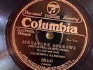 Columbia 1314D California Ramblers SINGAPORE SORROWS 1927 JAZZ  78 rpm E-/E