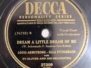 Louis Armstrong & Ella Fitzgerald Dream A Little Dream Of Me Decca E 78 RPM HEAR