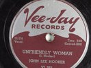 Blues 78 JOHN LEE HOOKER Unfriendly Woman VEE-JAY VJ-265 HEAR 660