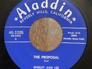 SHIRLEY AND LEE 45 The Proposal / Two Happy People ALADDIN Label 3205 VG+ Cond.