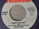 Johnny Mathis Sleigh Ride & Christmas Is Promo 45 rpm