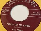 FIVE PEARLS Please Let Me Know/Real Humdinger ALADDIN 3265 R&B Vocal Group
