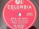 Louis Armstrong 78 rpm Mack the Knife /Back O' Town Blues Columbia 40587 E to E+