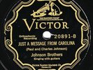 Victor 20891: Johnson Brothers-Message From Carolina/Soldier's Poor Little BoyE-