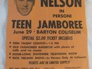 Vintage RICKY NELSON Concert Flyer   Arkansas Barton Coliseum TEEN JAMBOREE