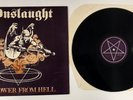 ONSLAUGHT Power From Hell 1985 TRANSLUCENT GREEN Pusmort LP with Insert VG++