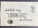 Rare Vintage 50s RED FOLEY Looking Glass Country Hillbilly DECCA 45 Promo Card