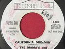 MAMAS AND PAPAS CALIFORNIA DREAMIN (1965) RARE PROMO 45 LISTEN VG+ DUNHILL 4020