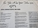 John Lennon / Plastic  Ono Band Vinyl LP (SW 3372) 1970 sign record sleeve.