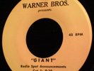 Giant 45 Warner Bros Radio Spots James Dean
