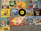 Set Of (21) Childrens Vintage Peter Pan Read Along Book & Record Vinyl 45s & 33.
