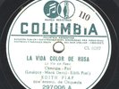 Edith Piaf: La vida color de rosa (La vie en rose)   -  Columbia Argentinien