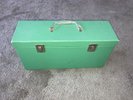 Vintage Double 45rpm Vinyl Record Box Teal Green Carrying Case w/ 100+ Records