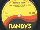 HARVEST IN THE EAST. tommy mccook with the randy's all stars. RANDY'S 7in 1972.