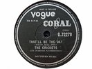 CRICKETS / BUDDY HOLLY - That'll Be The Day / For Someone To Love 78 rpm disc