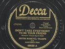 SISTER ROSETTA THARPE SAM PRICE TRIO Take Friend / Move Sky DECCA 48025 VG 78