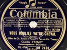 Charles Trenet: You Forget Your Horse 78 RPM DISC COLUMBIA DF 2428