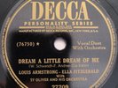 HEARLouis Armstrong Ella Fitzgerald Dream a Little Dream Of Me Decca 78 RPM