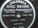 78 rpm Columbia Disc Record 385, Hunky Dory, one sided VG