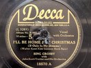 78 RPM I'll Be Home For Christmas Danny Boy Bing Crosby Decca 18570