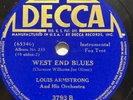 78 RPM Louis Armstrong DECCA 3793 West End Blues/Mahogany Hall Stomp