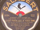 Wal Berg and His Orchestra: It's Because I Love You 78 Rpm SALABERT 3284