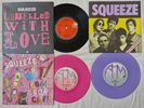 SQUEEZE SINGLES X 3 LABELLED WITH LOVE COOL FOR CATS UP JUNCTION COLOUR VINYL