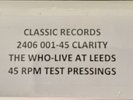 The WHO Live At Leeds Classic Records SEALED BOX Test Press 45RPM Clarity 45 Lp