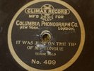 Climax Record No. 489  Edwin Favor JUST ON THE TIP OF MY TONGUE 1901 78 rpm  E-