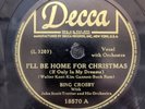 78 RPM I'll Be Home For Christmas Danny Boy Bing Crosby Decca 18570