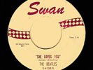 THE BEATLES   SHE LOVES B/W I'LL GET YOU   1964 WHITE LABEL SWAN 45    RI???