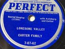 78 rpm / Carter Family / Lonesome Valley / The Little Black Train / Release 1937