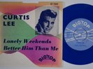 CURTIS LEE Lonely Weekends  Sweden 45 TEEN r&r BLUE VINYL BigTop HEAR
