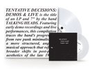Talking Heads - Tentative Decisions - 2025 RSD Black Friday Limited 2xLP Colored