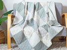 Sage Green Patchwork Throw Blanket - Lightweight Quilted Lap Quilt for Couch