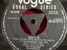 45Rpm Killer Rockabilly, Johnny Burnette Rock n Roll Trio 'Tear it Up' Coral Tri