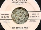 RARE 1958 PHILLY DOO-WOP 45rpm RECORD - THE DELRAYS OUR LOVE IS TRUE - CORD