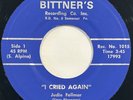 Judie Follmar – I Cried Again / I'll Never Be Happy – Bittner's – 1966 45 RPM 7