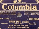 Speak Easy Len Fillis Novelty Orchestra Columbia CB-324  1931 Jazz 78 VG+